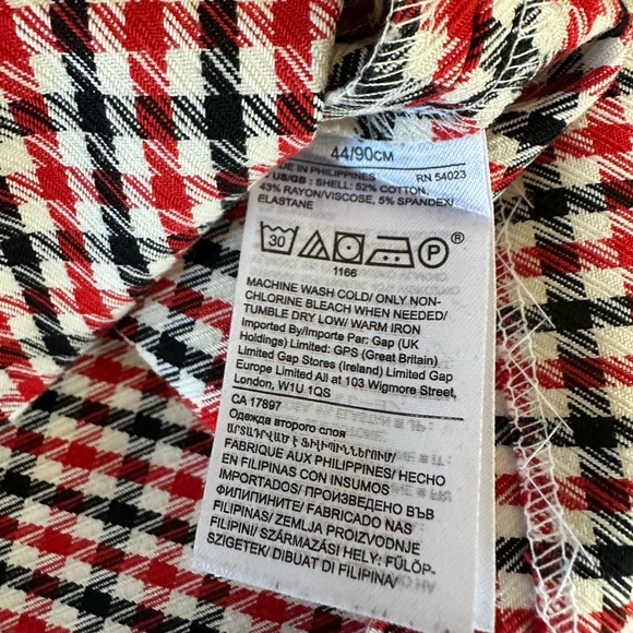 Banana Republic black, white, and red checkered pencil skirt size 6 petite - Picture 5 of 8